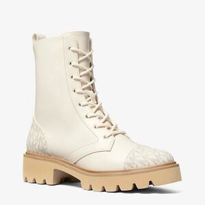 Women's Cream Lace-Up Boots